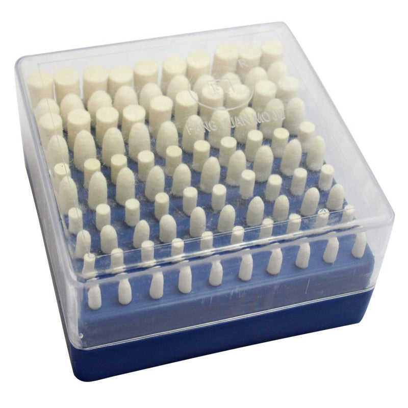Oudtinx 100 Pcs Multifunctional Wool Felt Mandrel Mounted Grinding Polishing Accessories Attachment Set - Compatible with Dremel 1/8" Shank
