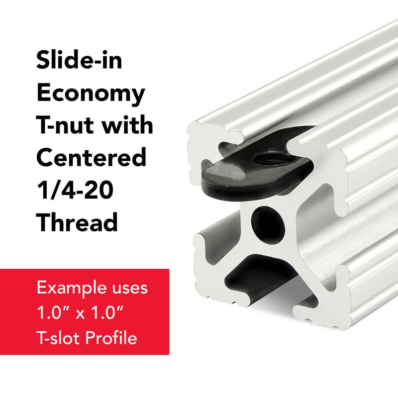 [Australia - AusPower] - 8020, 3382, 10 Series Steel 1/4-20 Centered Slide in Economy T Nuts (100 Pack) Hardware Nuts for 10 Series Aluminum Extrusions 100 