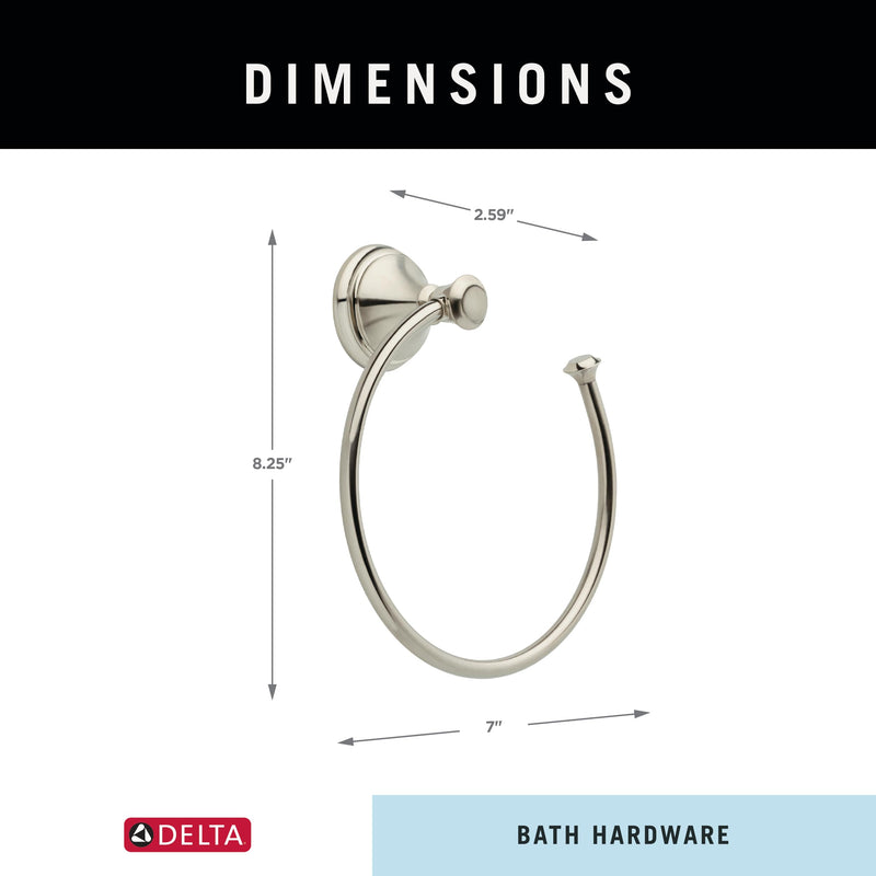 Delta Cassidy (1-Pack) Hand Towel Holder Brilliance Stainless Steel Towel Racks for Bathroom Wall Round Towel Ring Holder for Bath Towel Hanger for Kitchen, Bathroom Accessories 79746-SS