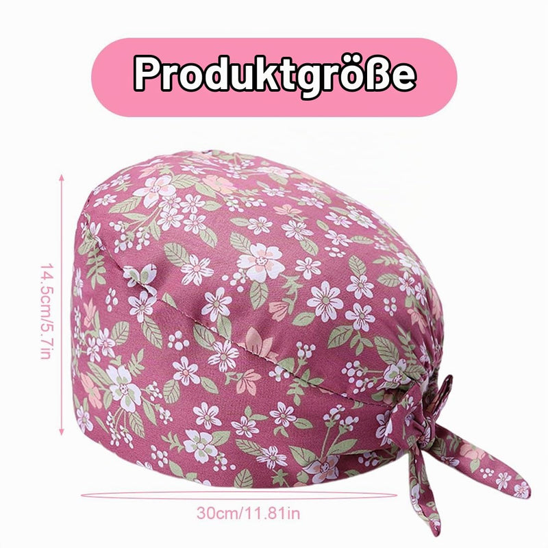 2pcs Surgical Cap Adjustable with Button Work Cap Cotton Print Nurses Cap Unisex Dust Cap for Doctors, Nurses a
