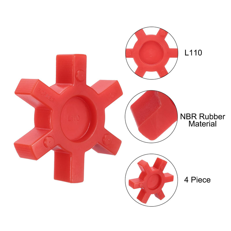 [Australia - AusPower] - Uxcell 4pcs L110 Jaw Coupling Insert, Urethane Flexible Solid Type Center Insert for L-Jaw Couplings, Red 