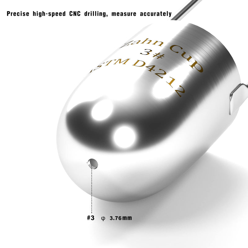 [Australia - AusPower] - Viscosity Cup No. 3 Zahn Cup, 3 Viscometer Dip Type 44ml Viscosity Cup for Paint Sprayer, Stainless Steel Flow Cup for Oil Paint Finishes Honey Sauce 