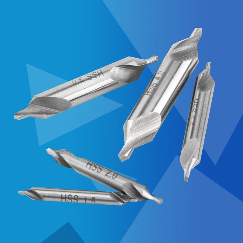 [Australia - AusPower] - Centre Drill Bit Metal Set 60 Degree Angle Countersink 1.5 / 2 / 2.5 / 3 / 4 mm Centre Drill Bit 5 Pieces High Speed Steel Centre Drill 60 Degree Centre Drill for Hole Processing 