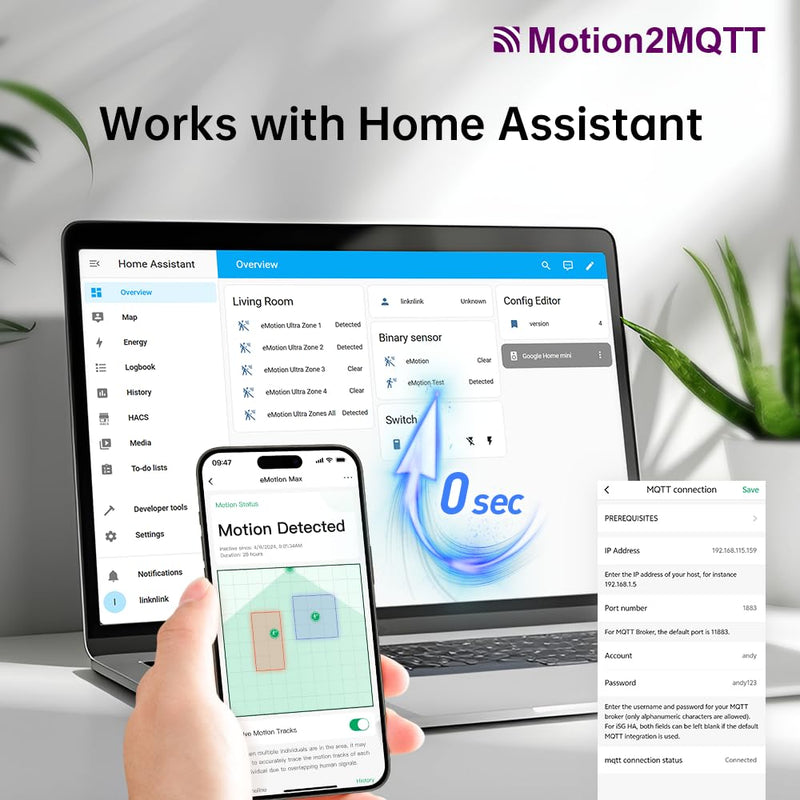 [Australia - AusPower] - Emotion Max Presence Sensor, 60GHz mmWave Radar WiFi Smart Motion Sensor, IR Blaster, Light Sensor, Motion2MQTT Home Assistant, Compatible with Alexa and Google Home eMotion Max-new 