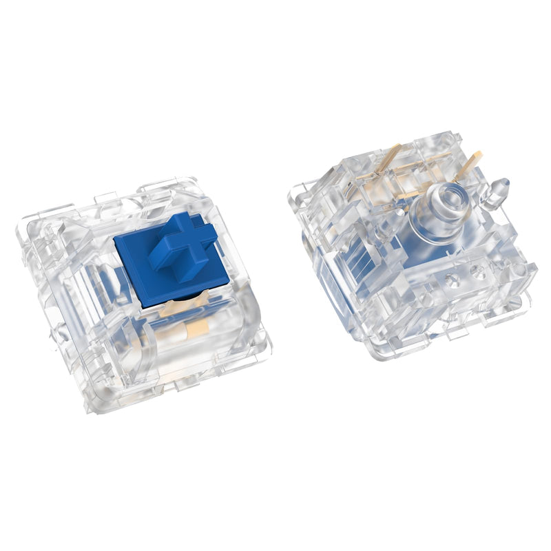 DUROCK Silent Linear Switches, Classic Blue Stem 5 Pins Silent Linear Switch, Pre-lubed MX Silent Keyboard Switches Dolphin 62g, 90pcs Clear Dolphin 62g