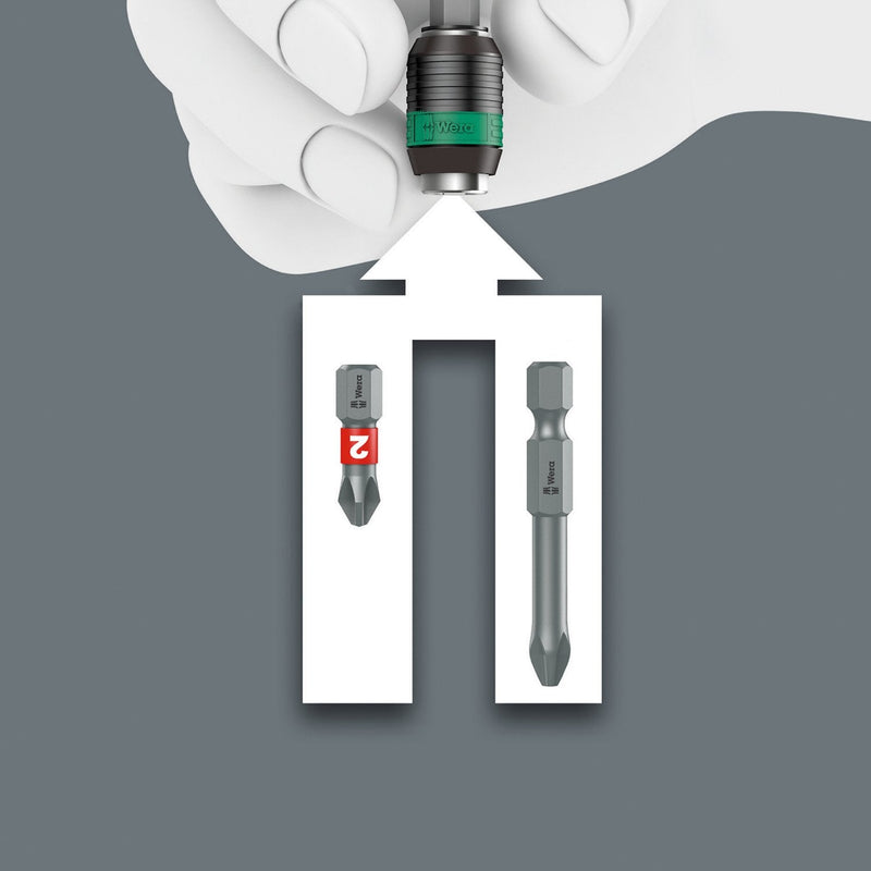 Wera 05052500001 Rapidaptor Bitholder 888/4/1 K-1/4x50mm, Silver Single