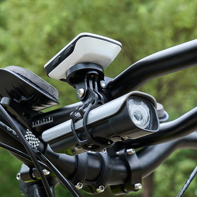 [Australia - AusPower] - GPS Computer Mount for Aero Bars, TT Bars, or Tri Bars for Road and Triathlon Bikes Compatible with Garmin, Wahoo, CatEye, and Bryton with GoPro Action Camera and Bike Light Attachment 
