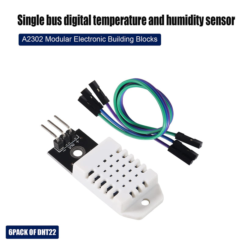 [Australia - AusPower] - 6PCS DHT22/AM2302 Digital Temperature and Humidity Sensor Module 3Pin Temperature Humidity Monitor Sensors Replace SHT11 SHT15 Module with Cable for Arduino Electronic Practice DIY 6pcs 