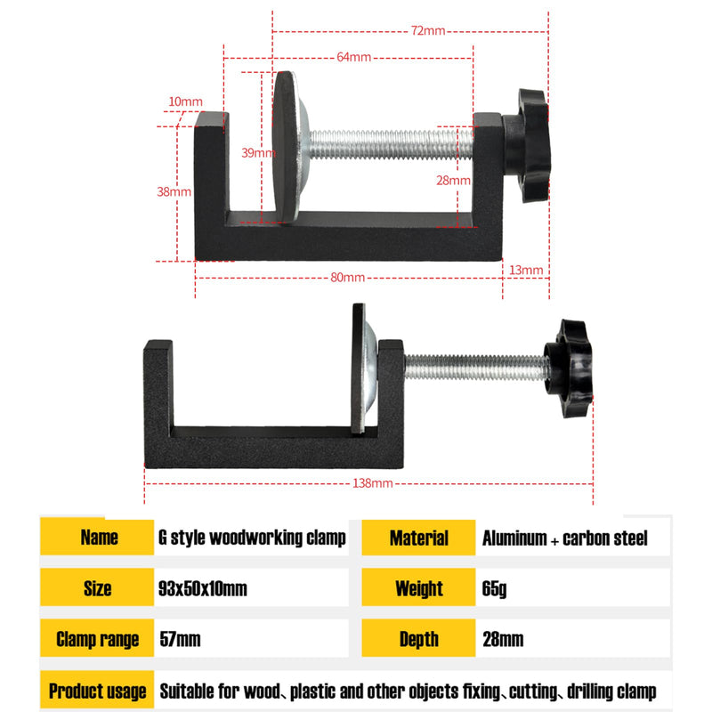 [Australia - AusPower] - G clamps for woodworking, C-Clamp For Wood Plastic Cutting Drilling Reversed C-Clips 10-57mm For Workpiece Fixing Hand Tool Parts (4) 4 