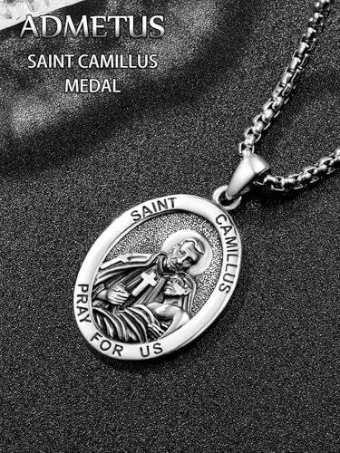 ADMETUS 925 Sterling Silver Patron Saint Medals A42-Saint Camillus De Lellis Non-personalized