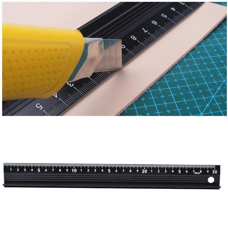 [Australia - AusPower] - L-type cutting ruler, aluminium alloy, metal craft, safety ruler, measuring tool with non-slip strips for measuring leather (L-Type 30 cm) L-Type 30cm 