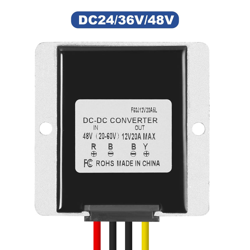 DC-DC Step-Down Converter, 36V 48V 60V to 12V Voltage Converter, Voltage Reducer Converter, Waterproof Power Supply Module Transformer, Voltage Limiter Adapter 20V-60V to 12V 20A