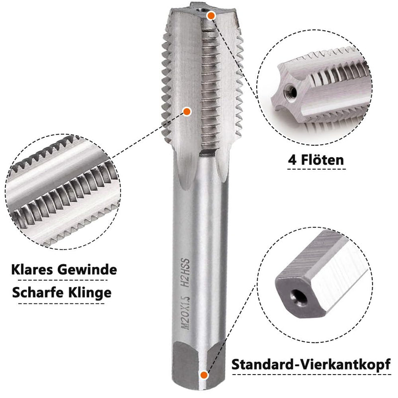 [Australia - AusPower] - Saipor M20 x 1.5 Metric Tap and Die M20 x 1.5 mm HSS Tap and Die Right Thread Fine Thread Cutter Straight Ribbed Tap Cutter 