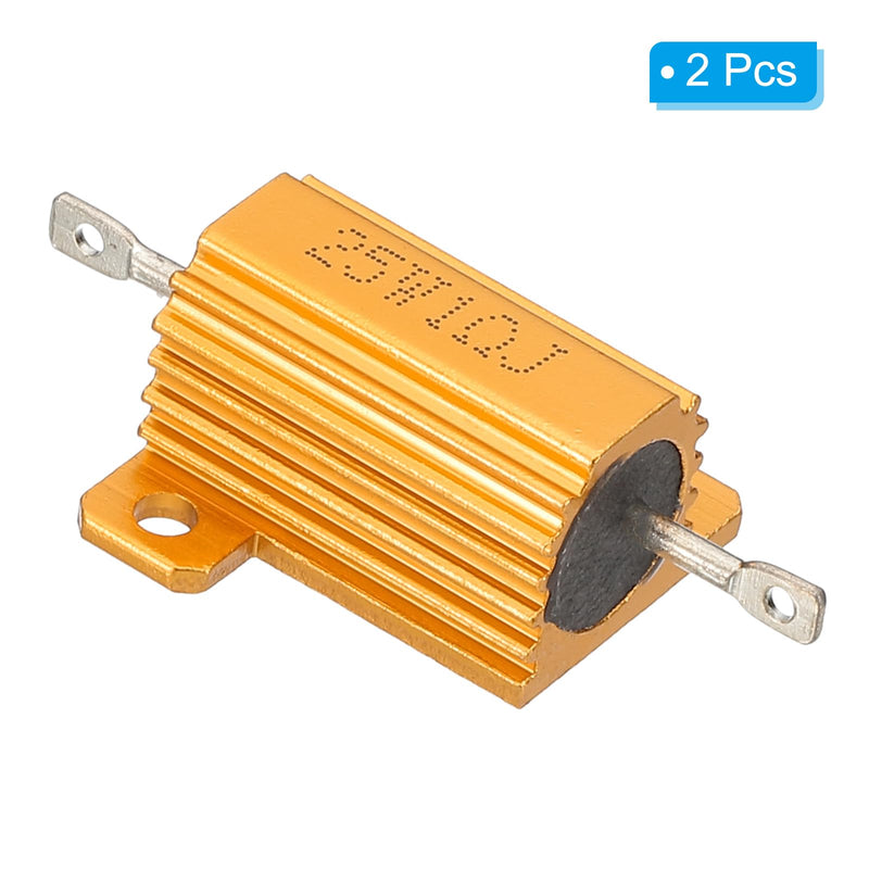 PATIKIL 2 Pieces 25 W 1 Ohm 5% Tolerance Aluminum Housing Resistors Set Resistance Assortment with Screws Wire Wound Potentiometer Power for Machines Electronics DIY Project Golden 1 Ohm 25 W