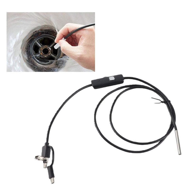 3-in-1 USB Endoscope Type C, 3.9 mm Lens, Waterproof Inspection Camera, Endoscope with 6 LED Lights (1 Meter Soft Wire) 1 Meter weicher Draht