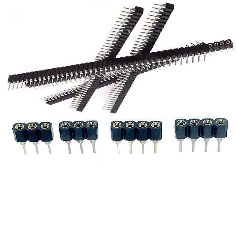 [Australia - AusPower] - 2.54mm 1x4Pin Round Female Socket Pin Header Strip 4P Single Row Straight Female/Male Socket/Pin Header Strip Connector - (20 pcs) 1 x 4Pin Round Female Socket 