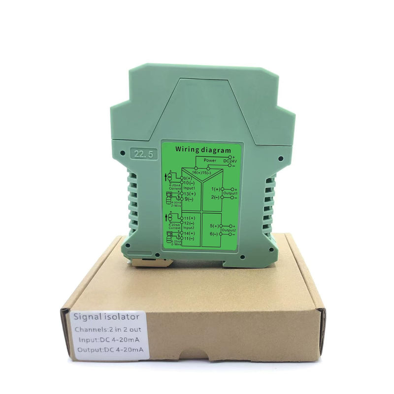 [Australia - AusPower] - Signal Isolator DC 24V,PLC Detect Signal Conditioner,Module Analog Output(2 in 2 Out 4-20mA Turn 4-20mA) 2 input and 2 output 