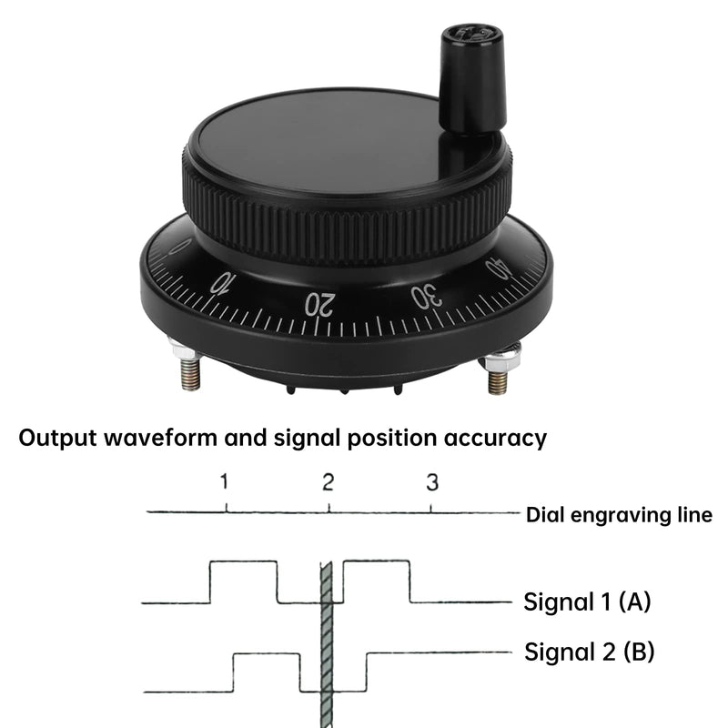 1 Pcs CNC Pulse Encoder, 6 Terminal 5V 60MM Hand Wheel Pulse Encoder Mill Router Manual Control For CNC System(black) Black