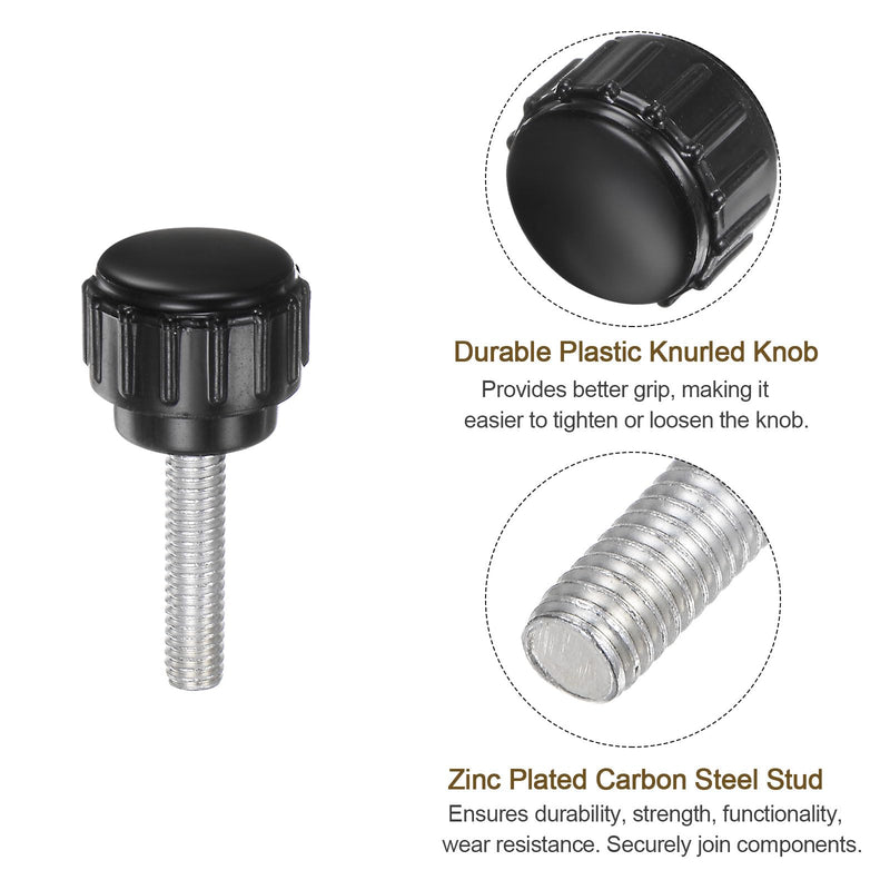[Australia - AusPower] - uxcell 100pcs M4 x 15mm Male Thread Knurled Knobs, Thumb Screws Clamping Knobs Grip Plastic Round Head Hand Knobs Thumbscrews, Black 100 
