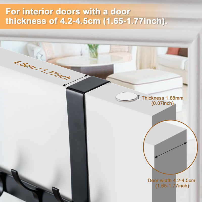 [Australia - AusPower] - BOOMIBOO Over The Door Hooks, Sturdy Door Hanger, Towel Rack Towel Hooks for Bathroom 12 Hooks Large Over The Door for Bathroom, Bedroom?Kitchen Black 