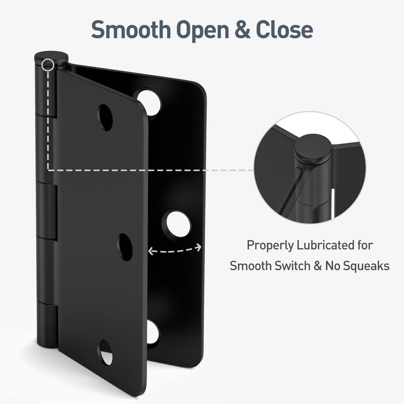 [Australia - AusPower] - 3 Pack Matte Black Door Hinges for Doors 3.5 Inch with 1/4 Radius, Interior Door Hinges, Fit Standard Door 3 Pack Matte Black-1/4 Radius 