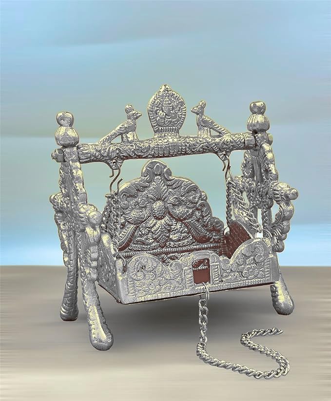 Laddu Gopal Jhula Oxidized Metal for Bal Gopal Idol Krishna Temple- 6" 5 Inches