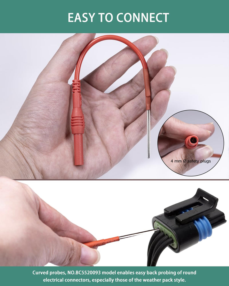 [Australia - AusPower] - 2 PCS Silicon Flexible Spoon Back Probes, Back Probe Pins Automotive Compatible with 4mm Banana Plug Test Leads 