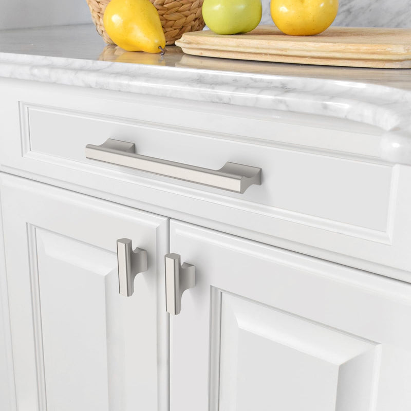 Amerdeco 10 Pack Brushed Satin Nickel Cabinet Knobs Single Hole Cabinet Pulls Round Kitchen Cabinet Knobs Solid Drawer Knobs Dresser Knobs and Pulls for Bathroom Cabinets ZH0056… Single Hole Knob