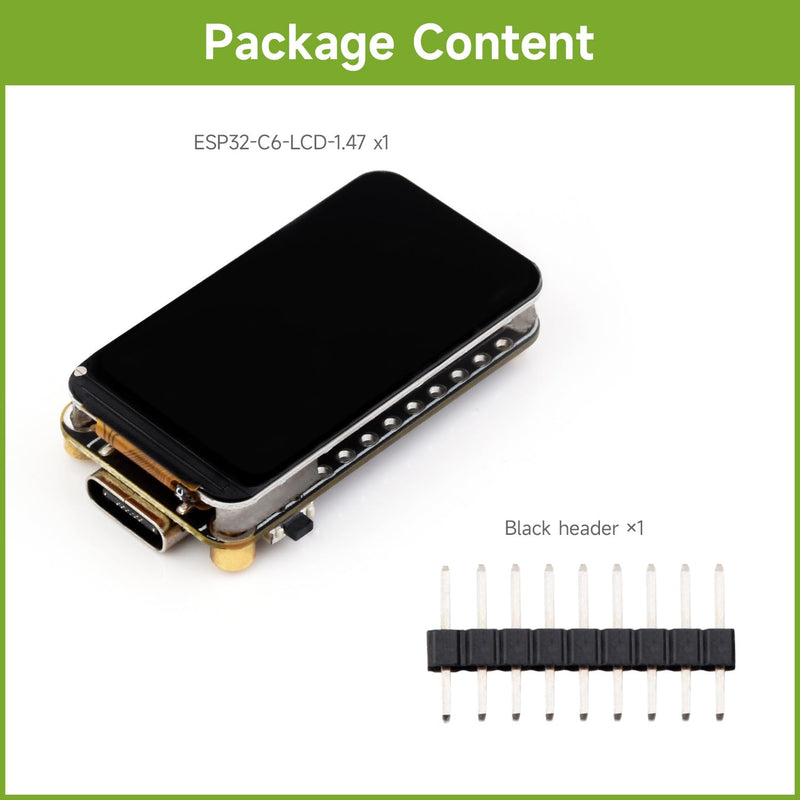Waveshare ESP32-C6 1.47 Inch Microcontroller Wi-Fi 6 Development Board 160MHz Single-Core Processor 172 x 320 LCD Screen 262K Color with RGB BLE5 4MB Flash for LVGL GUI Development, etc