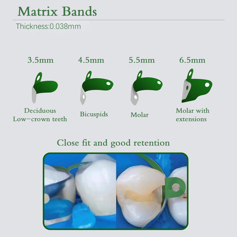[Australia - AusPower] - Dental Sectional Matrix Bands, Metal Matrix Bands with PTFE Non-Stick Coating Elastic, Dental Sectional Contoured Matrices for Tooth Repair kit. (M4 PTFE 5.5mm) M4 PTFE 5.5mm 