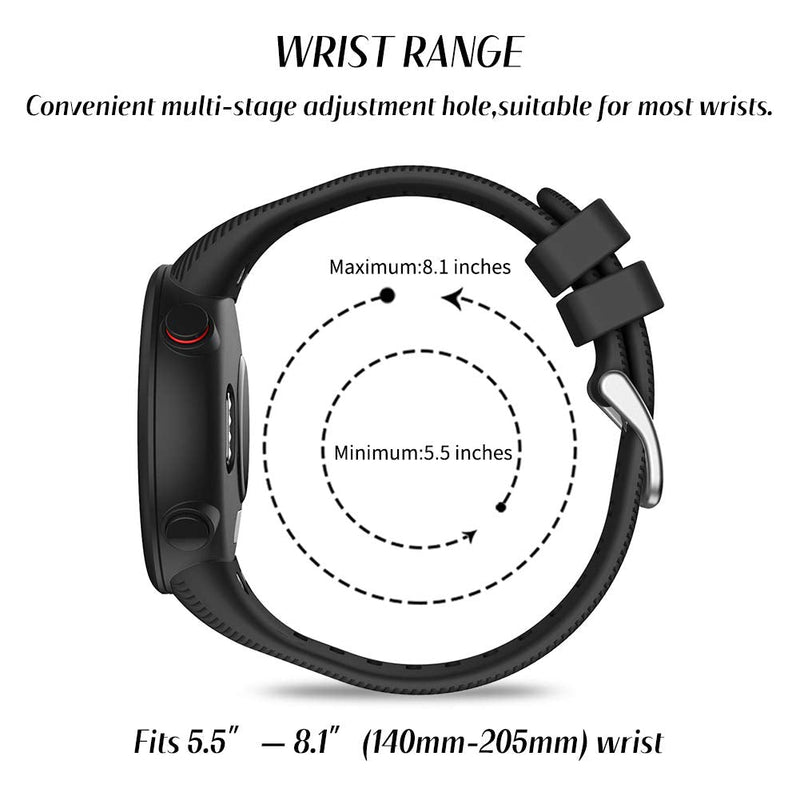 [Australia - AusPower] - Watbro Compatible with Garmin Forerunner 45S band, Soft Silicone Sport Replacement Watch Band, Fitness Strap Bracelet Wristband for Garmin Forerunner 45S Smartwatch Black 