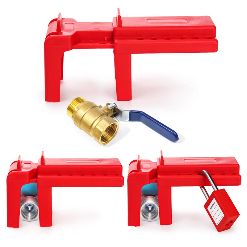 [Australia - AusPower] - Frcctre 2 Pack Ball Valve Lockout, Small Adjustable Safety Lock Industrial Faucet Handle Lock Pipe Valve Locking Device Water Spigot Lock for 1/2"-2-1/2" Outside Pipe Diameter 