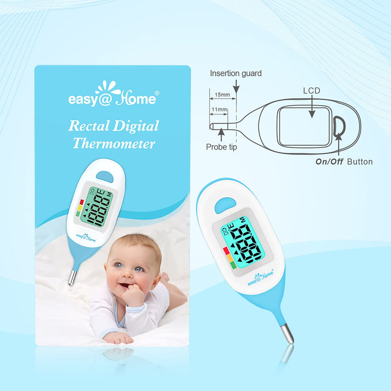 [Australia - AusPower] - Baby Rectal Thermometer with Fever Indicator - Easy@Home Perfect Newborn and Infant Digital Thermometer with LCD Display Reading Body Temperature-Kid and Baby Item with Accurate Fast Reading - EMT-027 