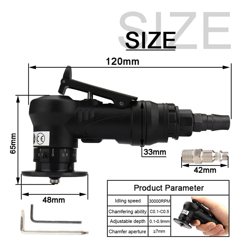 [Australia - AusPower] - Mini Pneumatic Chamfering Machine, Portable Handheld Air Chamfer Tool for Chamfering Metal 45 degree Arc Corner Beveling Trimming Deburring Machine Air Chamfering Tool Kit (Black) 