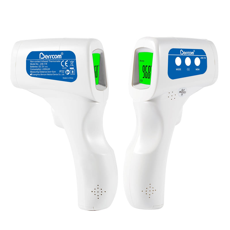 [Australia - AusPower] - Berrcom 3-in-1 Contactless Infrared Forehead Thermometer for Fever Check | for Babies, Kids & Adults | 2-Pack | Batteries Included | JXB-178 (White) Navy blue 