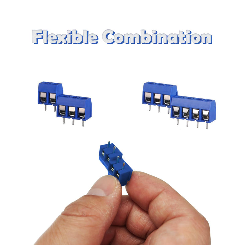 [Australia - AusPower] - 72PCS 5mm/0.2inch Pitch PCB Mount Screw Terminal Block Connector 2Pin 3Pin 4Pin Circuit Board Connectors PCB Wiring Terminals Blue 