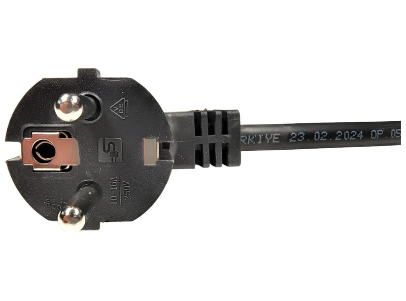 Power Cable with Ferrules, Schuko Plug 230V 16A, 2 Metres, Black | Connection cable, power cable with terminals, earthing contact cable, adapter cable, IP20 2 m