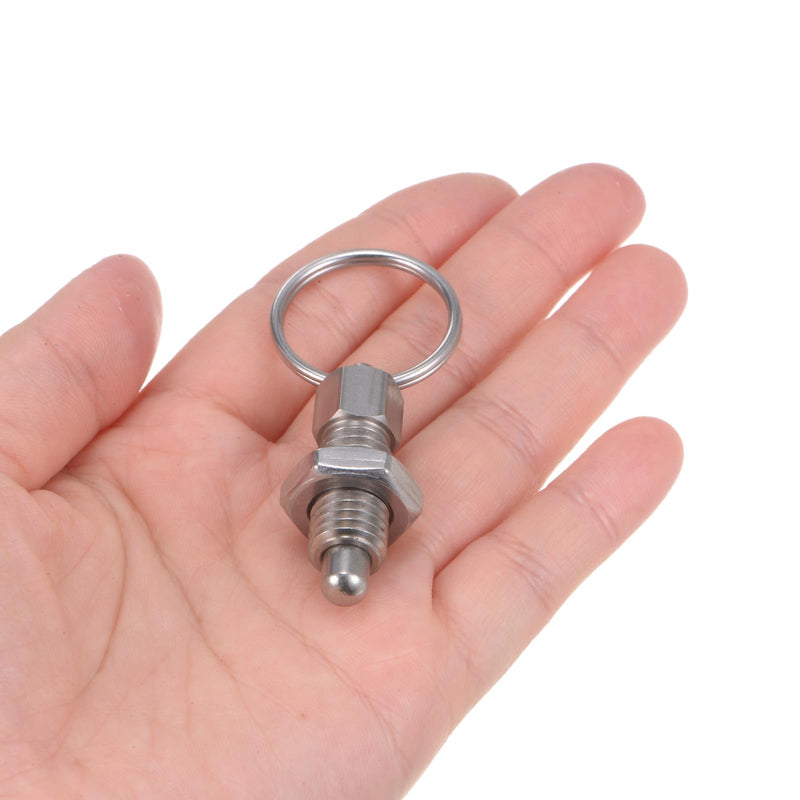[Australia - AusPower] - 2Pcs Spring Plunger with Pull Ring M10x1.5 Thread Size 0.79" Thread Length Pin Dia.6mm Round Head Stainless Steel Non-Locking Retractable Index Plunger for Industrial Equipment 