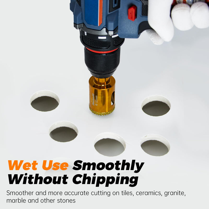 [Australia - AusPower] - 1" Serrated Diamond Hole Saw with 2Pcs Removable Pilot Bits, Easy-Align for Precise Drilling in Porcelain, Ceramic Tile, Granite, and Marble (1 inch Granite Drill Bit) 25mm | 1" 