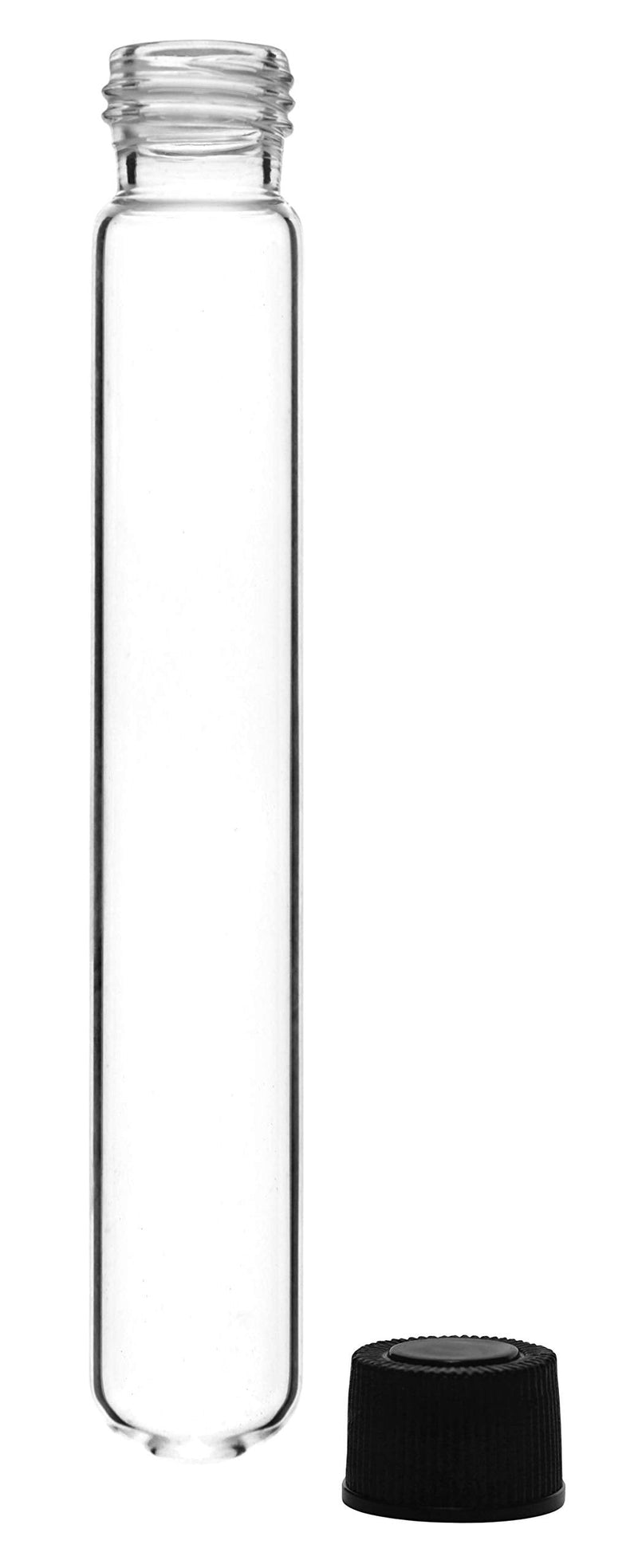 EISCO 24PK Test Tubes, 50ml - Bakelite Screw Cap with Rubber Liner - Borosilicate 3.3 Glass - 5.9" x 1" - Round Bottom - Leak Proof 24