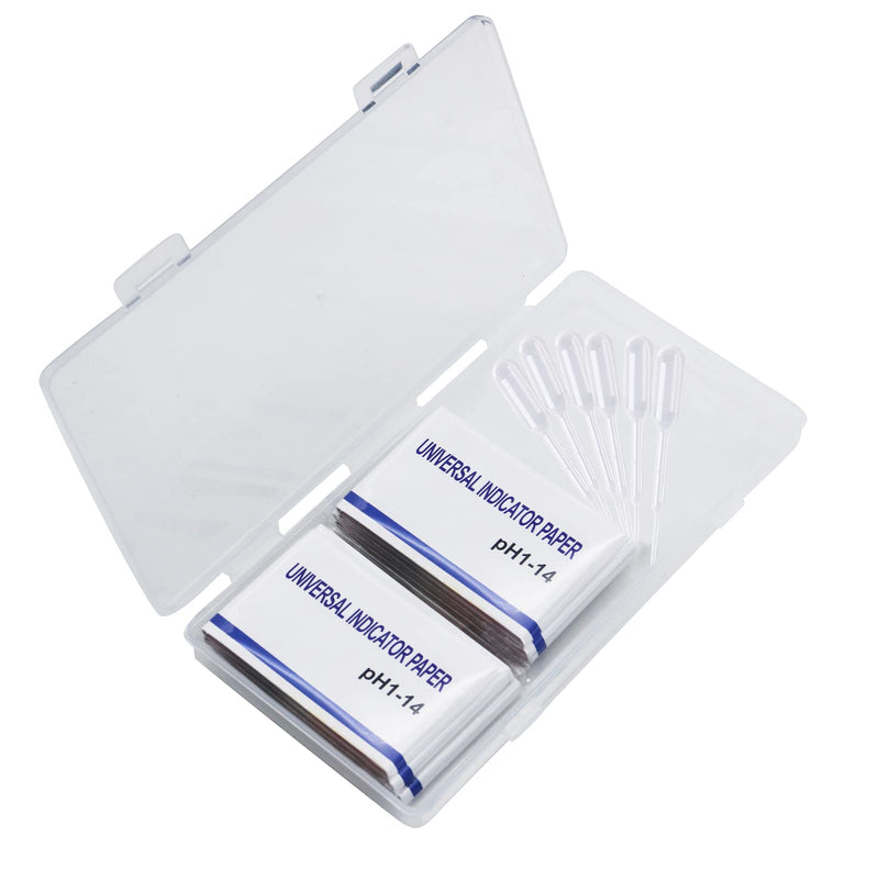[Australia - AusPower] - 6 Pack pH Test Strips, 480 Strips Full Range 1-14 Universal pH Test Litmus Paper pH Soap Making Testing Strips for Water Wine Saliva Urine Soil, pH Strips and 6 Test Pipette Droppers with Storage Case 