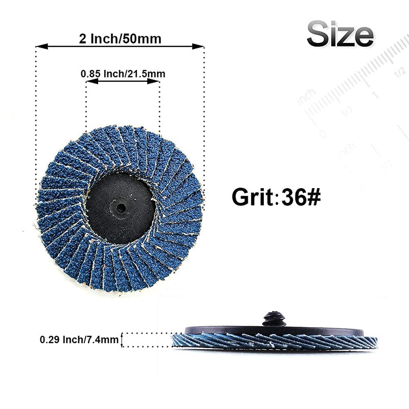 [Australia - AusPower] - 24 Pcs 2 inch Roll Lock Flap Discs with 1/4" Holder Die Grinder Accessories T27 Zirconia Flat 36 Grit Grinding Wheels for Surface Prep(36 Grit) Flap 25Pack 36Grit 