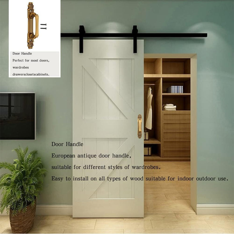 [Australia - AusPower] - European Style Barn Door Handle Antique Door Pull Handle Metal Sliding Door Handle for Cabinet Hardware Drawer Cupboard Accessory (2) 2 