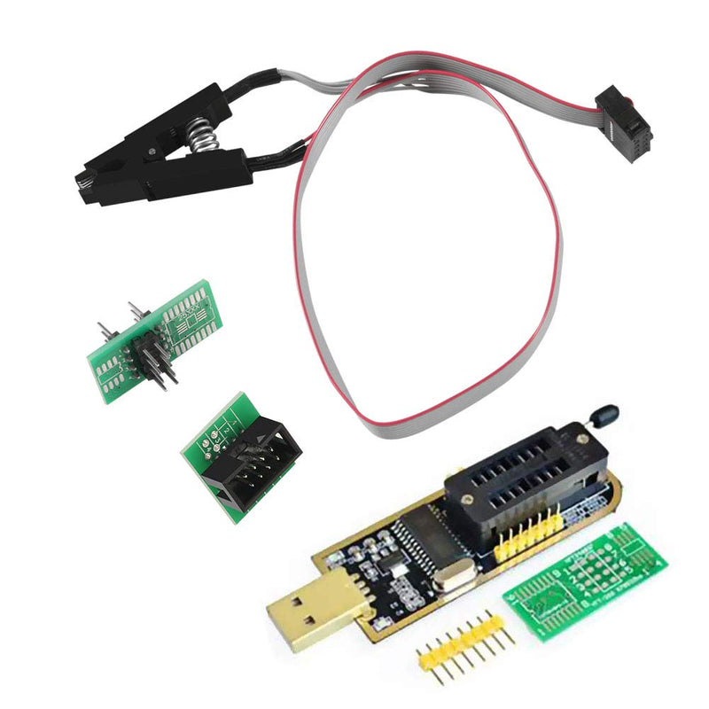 [Australia - AusPower] - ALMOCN SOIC8 SOP8 Flash Chip IC Test Clips Socket Adpter Programmer BIOS + CH341A 24 25 Series EEPROM Flash BIOS USB Programmer Module (Double Clip + USB) 