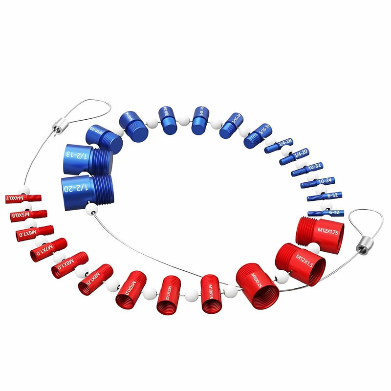 [Australia - AusPower] - VOBOR Screw & Nut Thread Tester, 26 Pieces Internal/Male Thread Measuring Tool for Inch & Metric Sizes, 14 Imperial + 12 Metric Threads, Precise Inspection Tool 