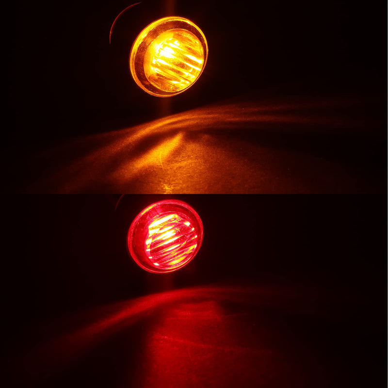 [Australia - AusPower] - Tallew 50 Pieces 3/4'' Round LED Side Marker Lights, 3 LEDs Front Rear Side Indicator Lights Yellow and Red Turn Signal Lights IP68 Waterproof Lamp for Truck Trailer Lorry Bus Caravan Boat, 12V 
