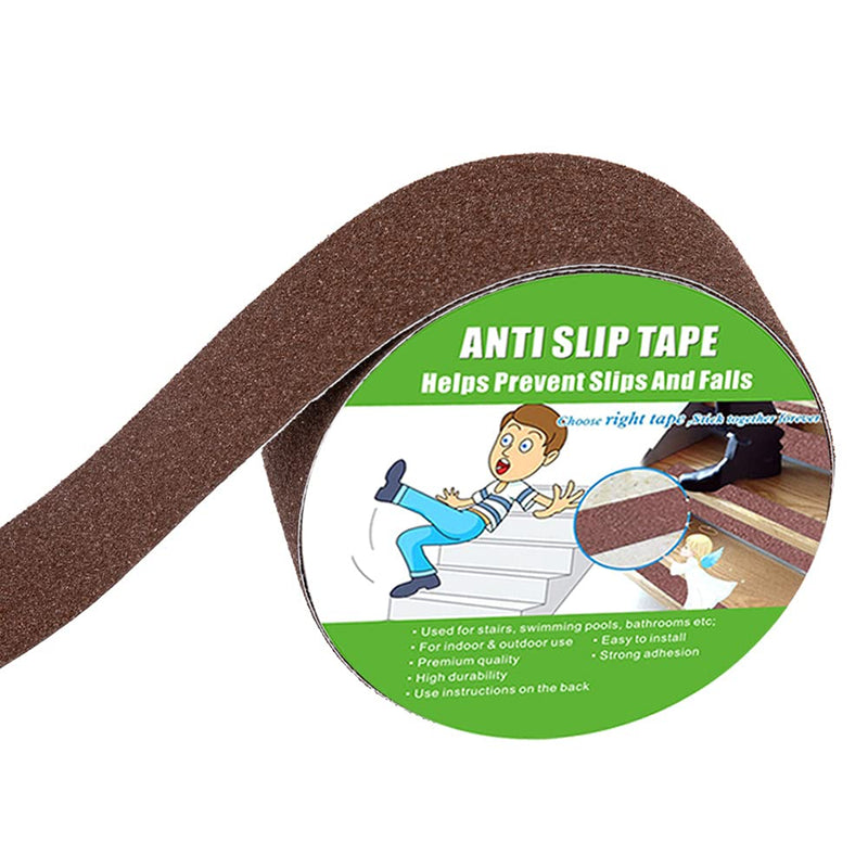 Yorwe Anti Slip Tape, High Traction,Strong Grip Abrasive, Not Easy Leaving Adhesive Residue, Indoor & Outdoor (2" Width x 190" Long, Brown) 2" Width x 190" Long