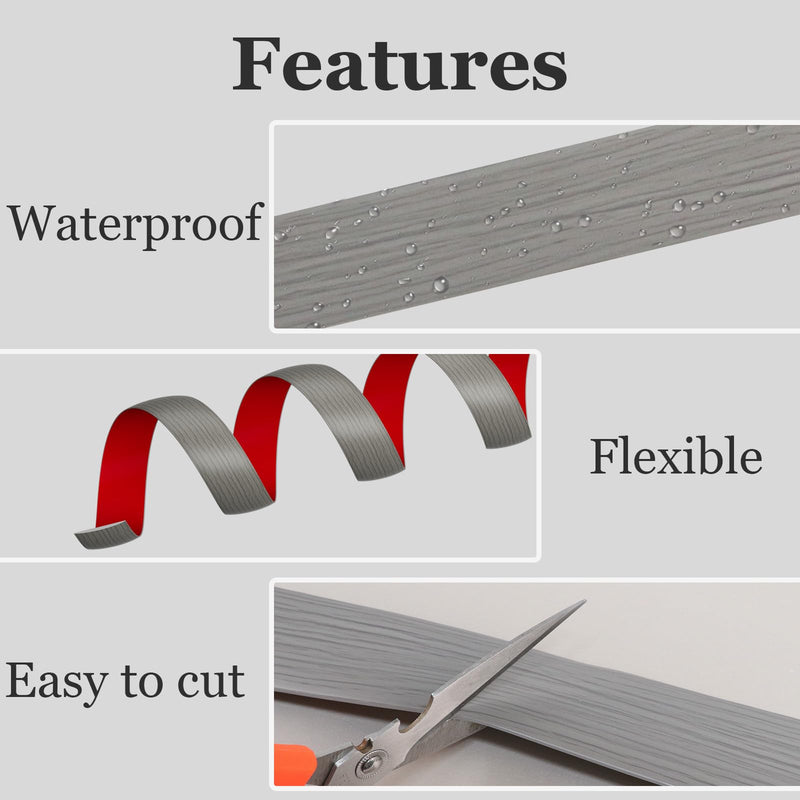 Floor Transition Strip - Self-Adhesive PVC Trim for Carpet to Flooring, Threshold Gap Cover (4ft x 1.57in, Grey Wood) 1.57 in x 4 ft
