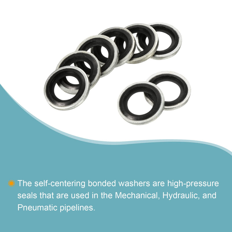 [Australia - AusPower] - MECCANIXITY Bonded Sealing Washers M12 17.8x12.7x2mm Carbon Steel Nitrile Rubber Gasket, Pack of 12 
