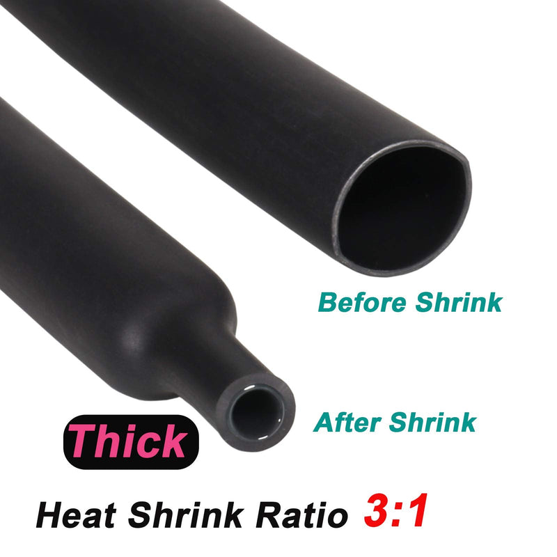 [Australia - AusPower] - 1 inch (Diameter) 3:1 Waterproof Heat Shrink Tubing Kit, Large Marine Dual Wall Adhesive Shrinkable Wire Wrap Tube, Insulation Sealing Wear-Resistant Cable Protector by YUKSY (4ft, Black) 1" (4ft, Black) 
